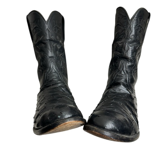 Lucchese Men's ostrich Leather men brown boots size 10.5, pre-owned - Picture 11 of 16